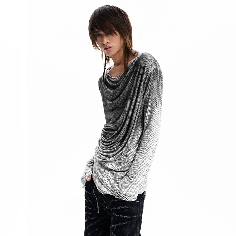 LUZHEN 2026 Autumn Trendy Tie-dyed Wornout Niche Design Long Sleeve T-shirts Men's Fashion Handsome Original Casual Tops JY8779