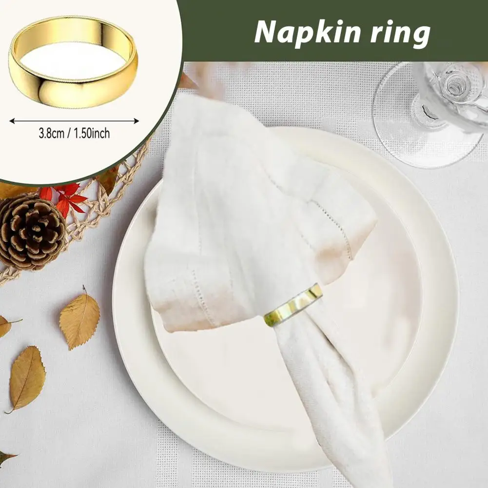Easy to Clean Napkin Holders 6/12pcs Golden Napkin Rings Metal Circle Design Elegant Table Decoration Buckles Wedding Party