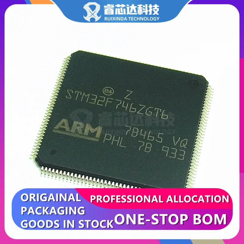 STM32F746ZGT6 LQFP144 ARM Cortex-M7 STM32F7 Microcontroller IC 32-Bit Single-Core 216MHz 1MB (1M x 8) FLASH 144-LQFP (20x20)