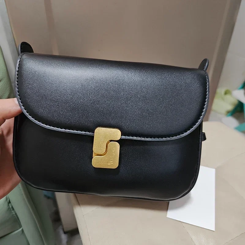 

Maletín de diseñador de lujo, bolso de hombro de piel auténtica púrpura para mujer, bolso de mensajero Preppy, botage para mujer