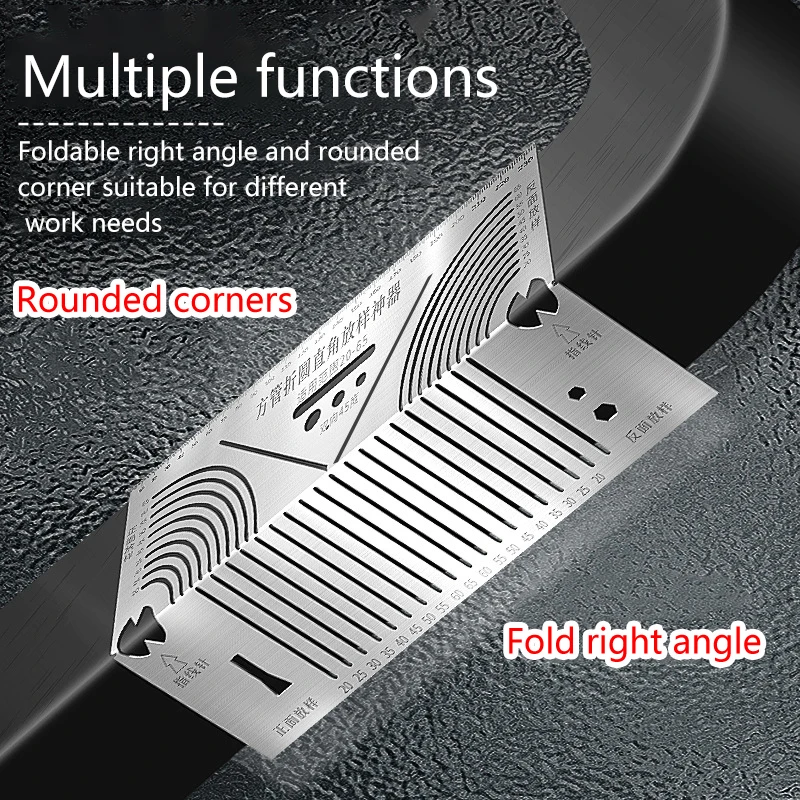 Angle & Arc Marking Straight Rule Adjustable Linear Scriber Square Tube Loft Tool Bevel Protractor Parallel Line Drawing Ruler