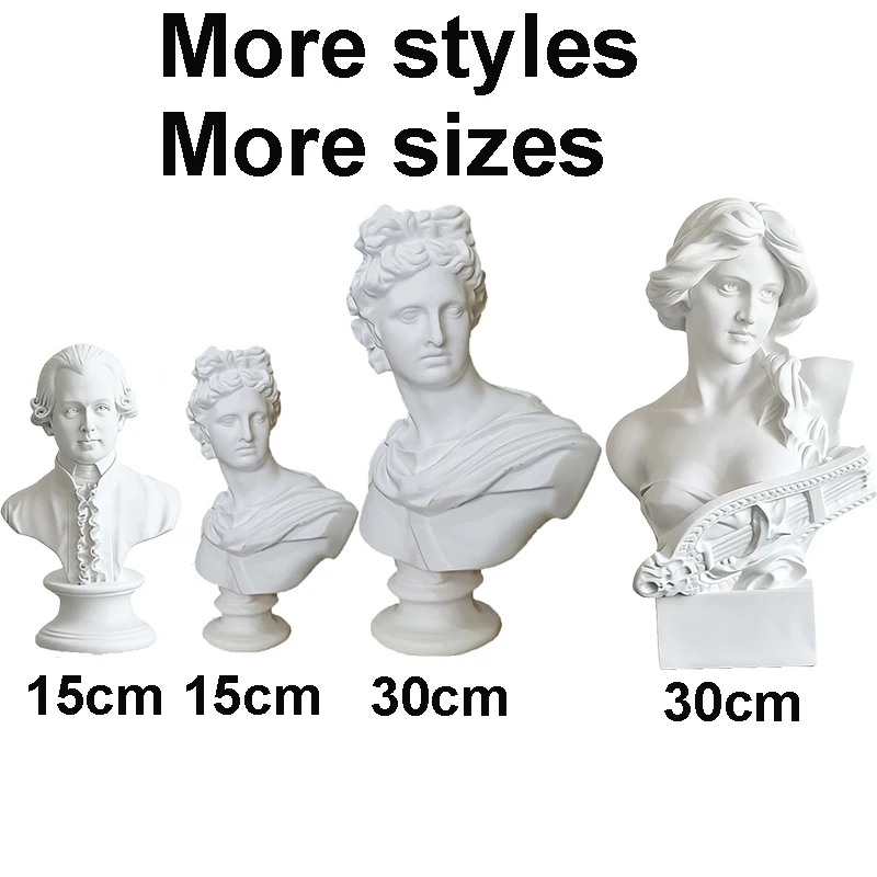 15/30cm Nordic Art Statue Resin Figure Bust Sculptures Gypsum Home Decor Ornaments Living Room Desk Decoration Apollo Beethoven