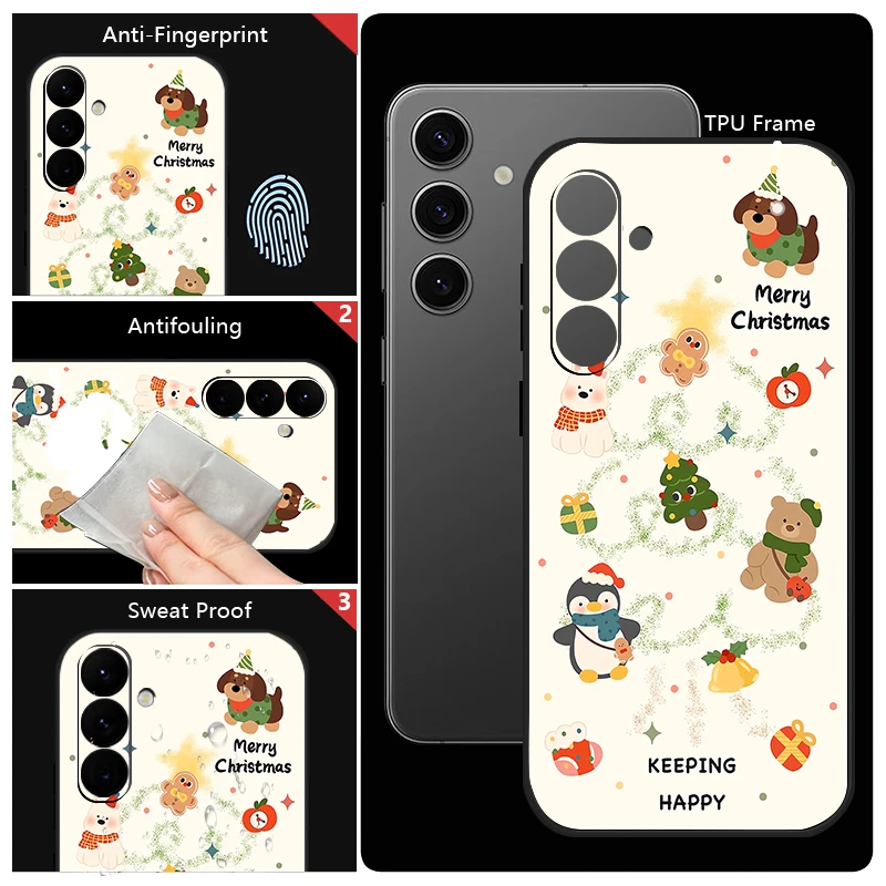 حافظة لهاتف سامسونج جالاكسي S25 S24 S21 FE S24 S22 S23 Ultra S22 Plus S25 Edge لطيف عيد ميلاد سعيد نمط غطاء الهاتف #6