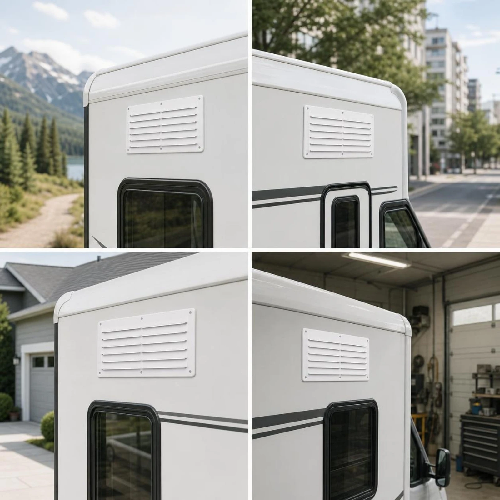 

RV Vent Cover with Screws Rectangular Louvered Exhaust Grille Louvered Vent Cover Indoor and Outdoor Low-Profile
