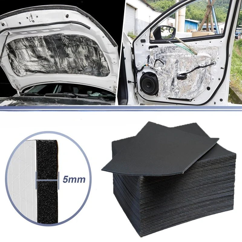 5mm Thick Car Soundproofing Cotton Deadening Mat Heat Shield Noise Absorber for Door Engine Hood Waterproof Acoustic Insulation