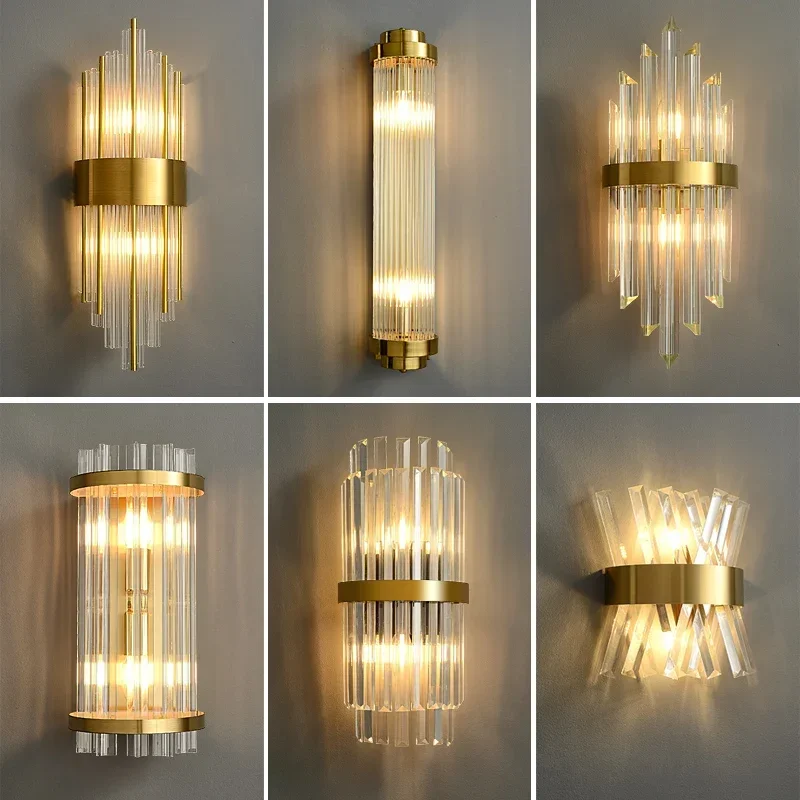 

Luxury Crystal Wall Lamps for Living Room Hall Foyer Wall Sconce Gold Bedside Lights Wall Light