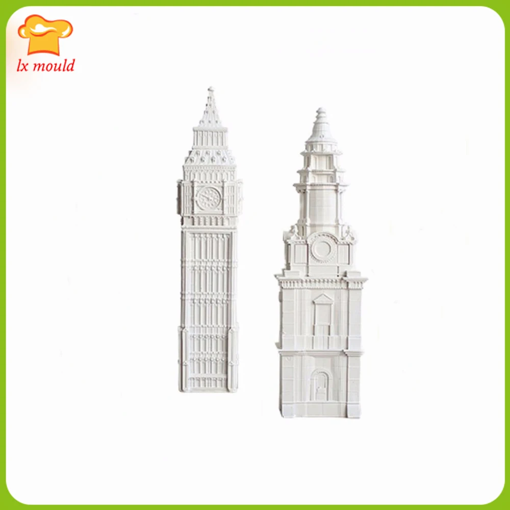 European Style Building Home Decoration Mould Big Ben Candle Silicone Mold St. Paul\'s Cathedral Plaster Craft Silicone Mold