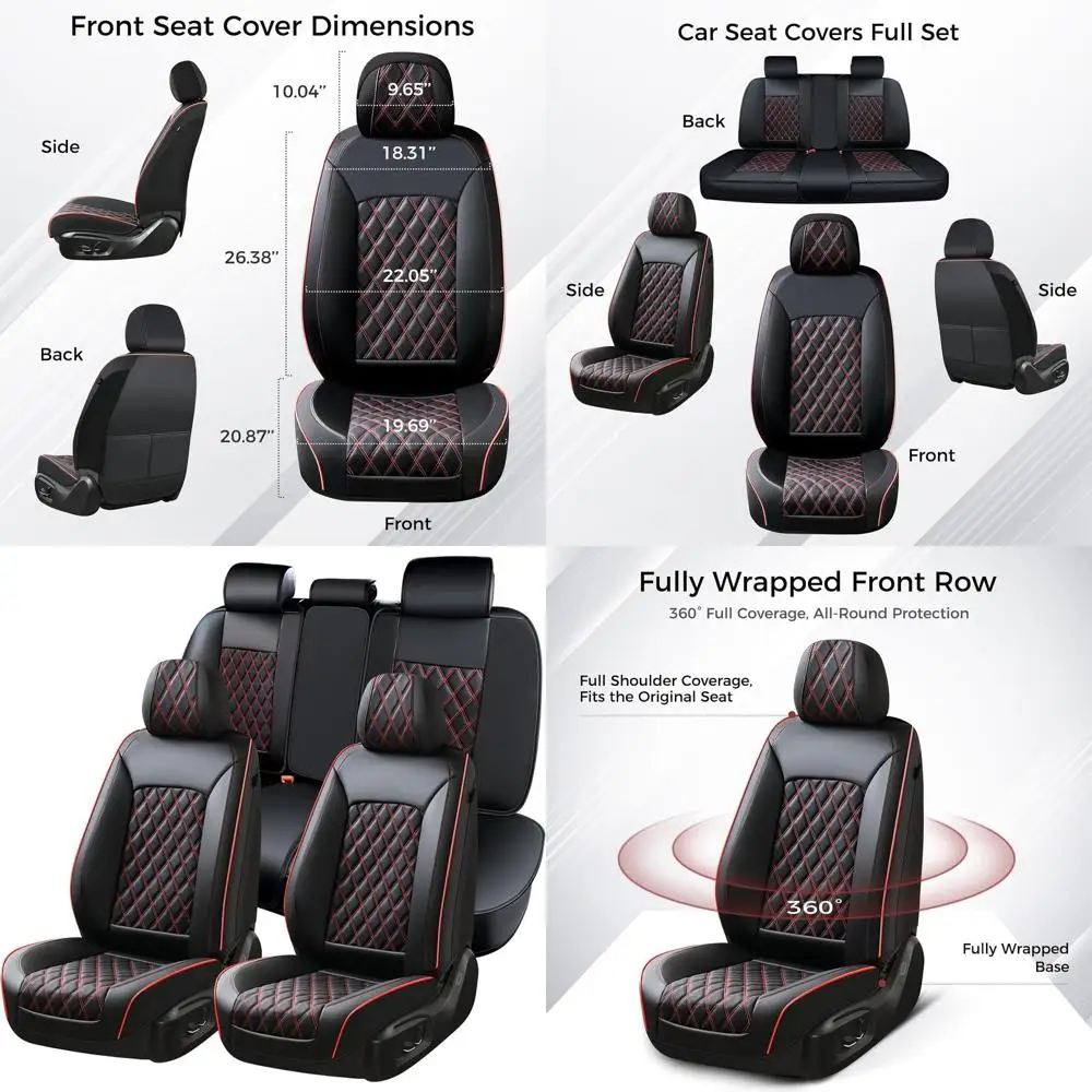 

Чехлы на сиденья для автомобиля, чехлы на автомобильные сиденья из кожи наппа, полный комплект, водонепроницаемые, черные чехлы на автомобильные сиденья, подходят для передних и задних сидений