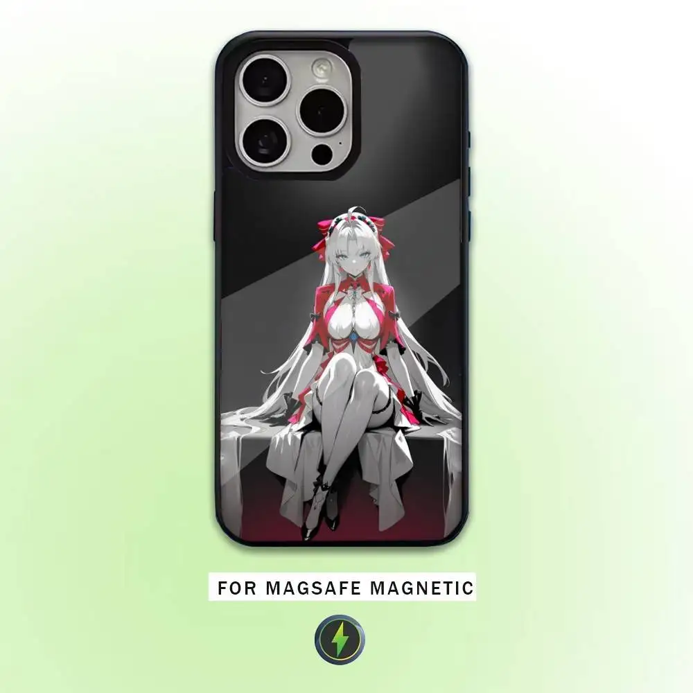 Casing Ponsel W-Wuthering Waves C-Carlotta Untuk iPhone17,16,15,14,13,12,11 Plus,Pro Max Magnetik Untuk Pengisian Daya Nirkabel Magsafe