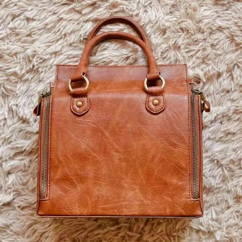 Hot Sale Large Capacity Crossbody Bag Women Vintage Stationery Storage Multifunctional Shoulder Bag Portable PU Leather Tote Bag