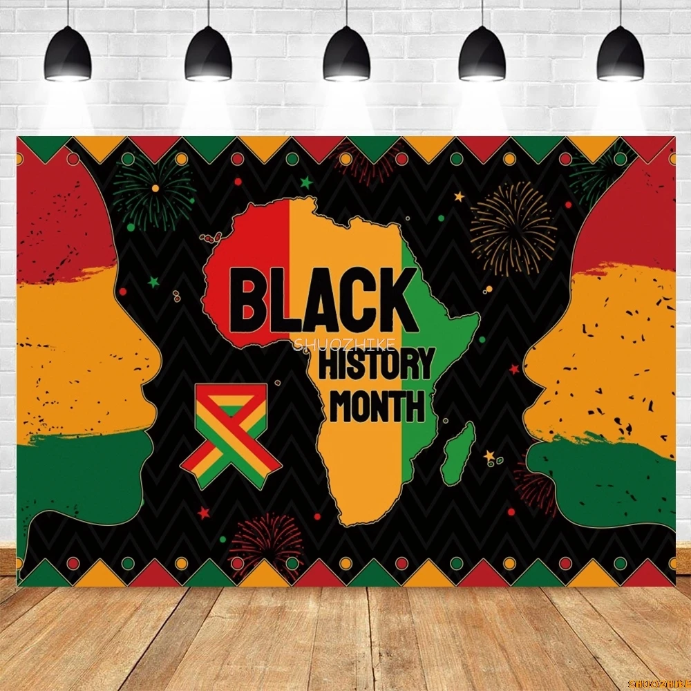 أسود التاريخ شهر خلفية الحدث حفلة جدار ديكور المعرض الثقافي التصوير خلفية ديكور مخصص راية ملصق