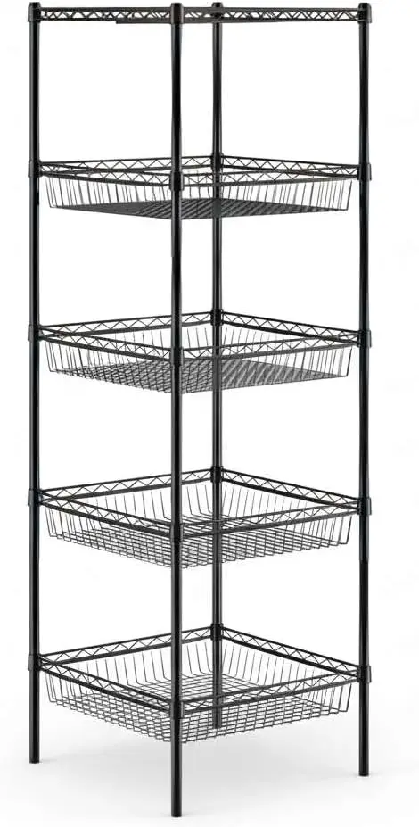 

Черная эпоксидная проволочная полка-корзина для хранения, регулируемая, усиленная, NSF, 24 x 24 x 74 дюйма
