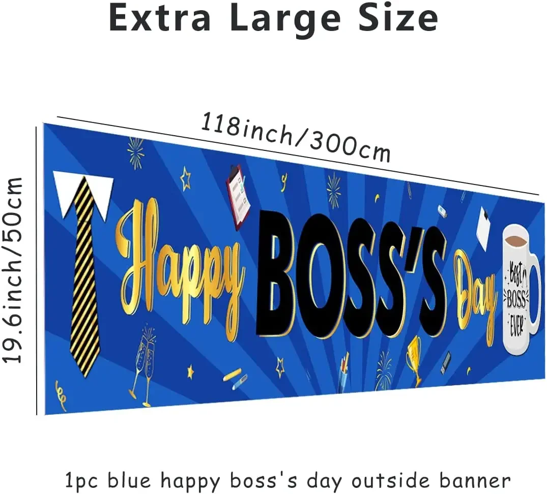 JOYMEMO Happy Boss’s Day Large Yard Banner for Man The Best Boss Ever Hanging Yard Sign Banner Boss Day Office Decor Supplies