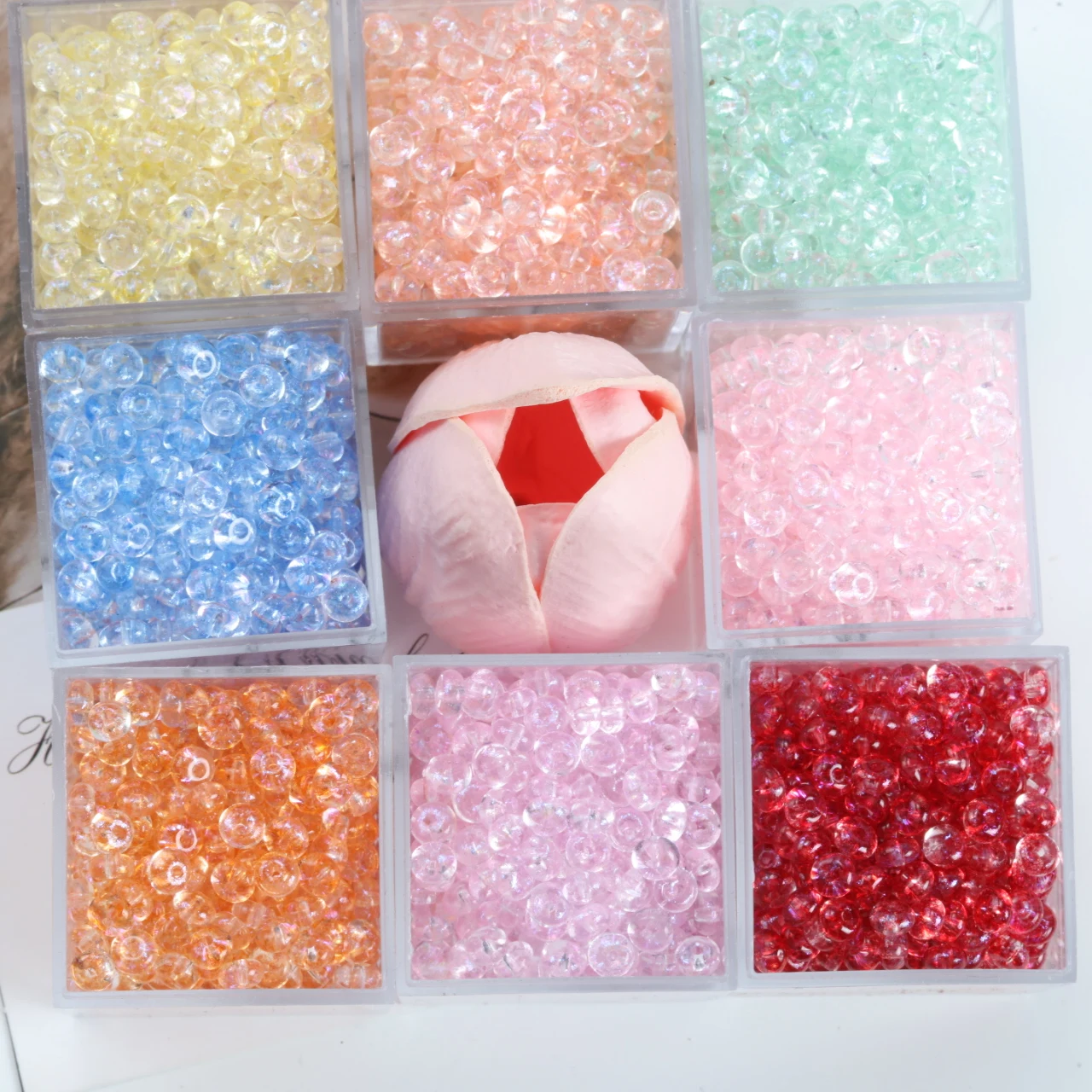 2*4mm AB Color Flash Abacus Glass Beads Straight Hole Loose Spacer Beads for DIY Jewelry Bracelet Necklace Accessories