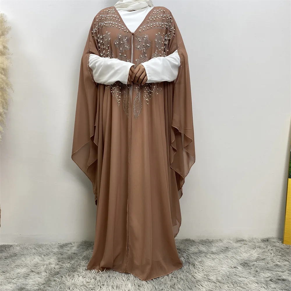 

Dubai Open Abaya Muslim Women Beads Cardigan Bat Sleeve Maxi Dress Turkey Kimono Arab Eid Party Gown Islam Jalabiya Caftan Robe