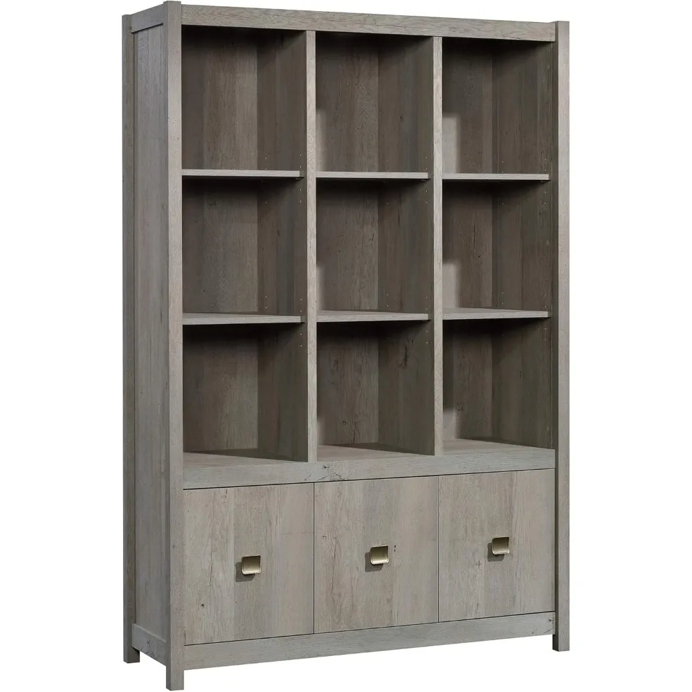 

"cannery bridge bookshelf wall unit with drawers - mystic oak finish, 48.35 inches long x 15.67 inches wide x 71.97 inches high