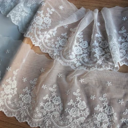 Cotton Thread Embroidery Lace Trims for Clothes, Retro Soft Flower Lace Trimmings and Ribbons, DIY Craft, Sewing Accessories