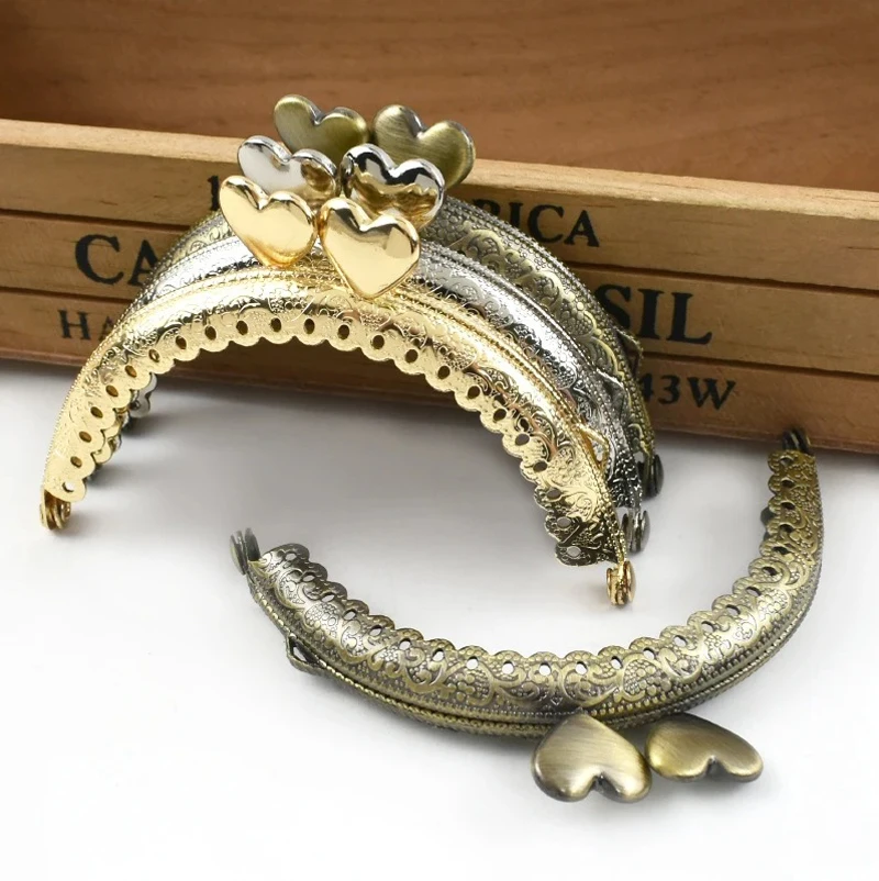 1/2/5/10Pcs 85mm Embossed Metal Purse Frame Mini Coin Bags Handle Handmade Wallet Kiss Clasp DIY Sewing Brackets Bag Accessories