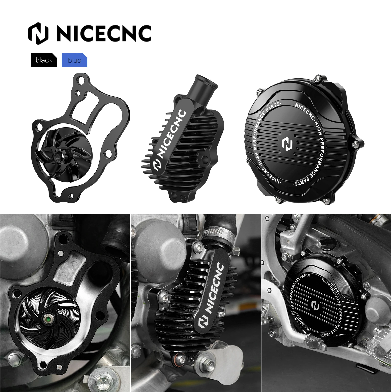 

For Yamaha YZ250 1999-2024 YZ250X 16-23 Engine Outer Clutch Cover & Water Pump Cover & Oversized Water Pump Impeller Cooler Kit