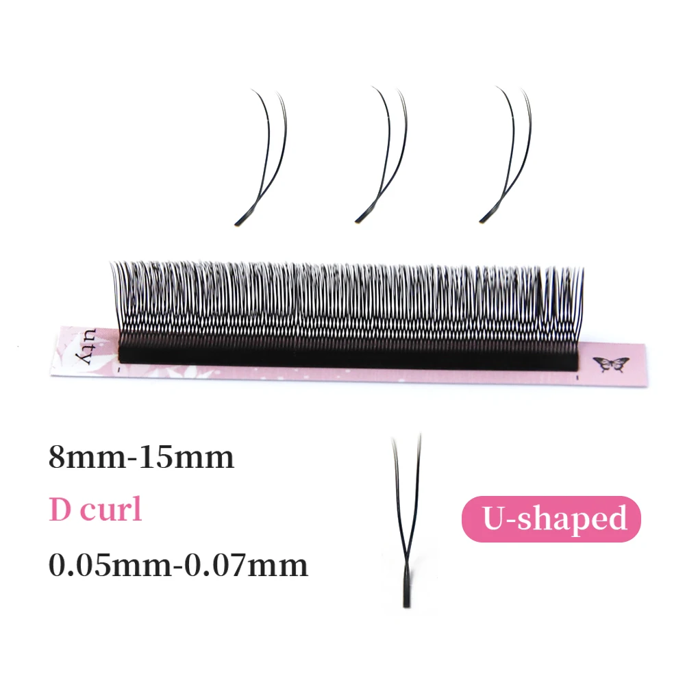 2D UY رمش تمديد خاص U-شكل YY جلدة التلقائي المزهرة UYY قبل الصنع المشجعين الرموش الصناعية ماكياج