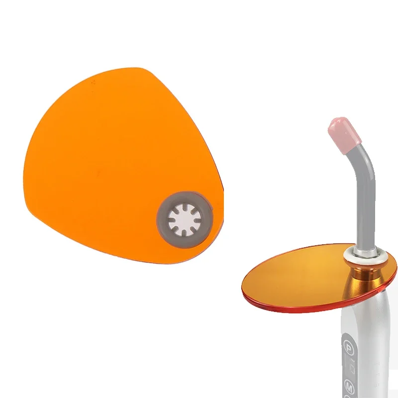 Bouclier de lumière à polymérisation dentaire, couverture Orange pour la Protection des yeux, forme ovale, Compatible avec les lampes à polymérisation LED