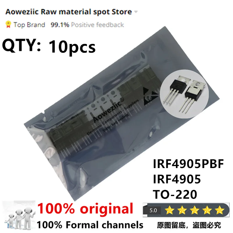 Aoweziic-Transistor Original importado, 2024 + 100, IRF4905PBF, IRF4905 TO-220 MOS FET, 74A, 55V