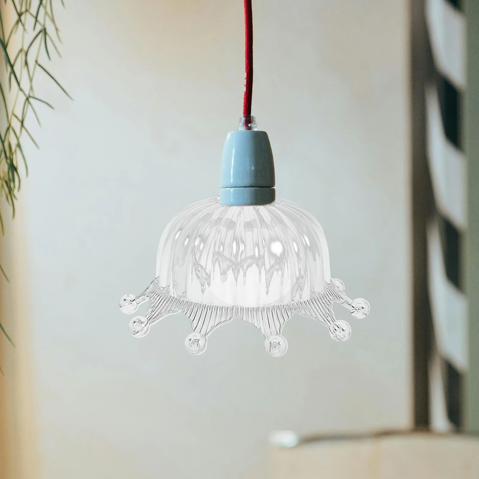 

Clear Plastic Crown Pendant Lampshade Replacement for Bedside Lamp E27 Base Socket Light Shade Wall Sconce Light Bulb Cover