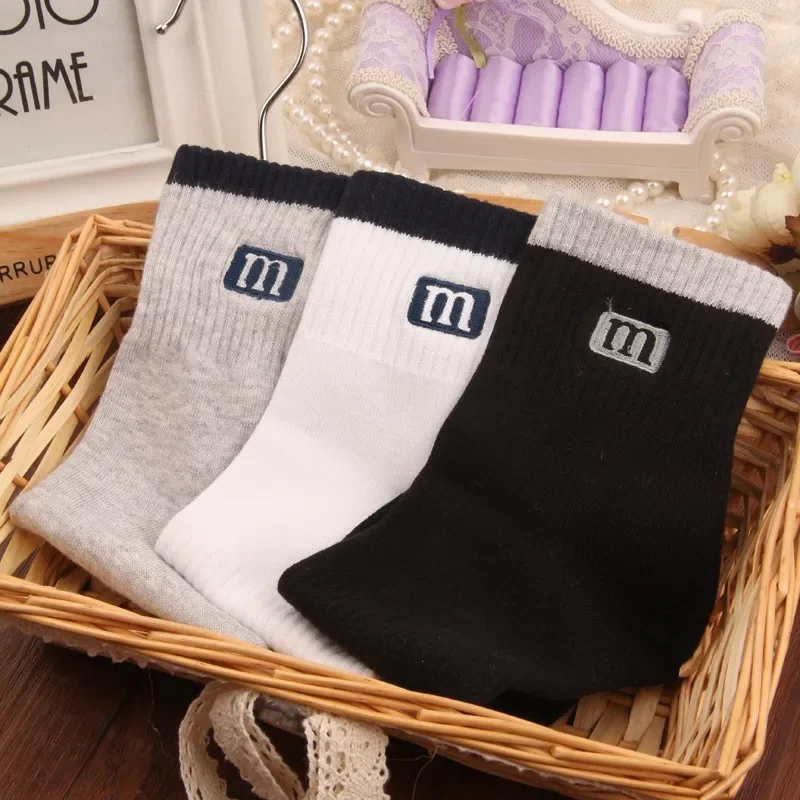 3 Pairs /Lot High Quality 100% Cotton Socks Men And Women Socks Pure Color Male Socks 3 Colors Hot Sale 2024 MRMT For Winter