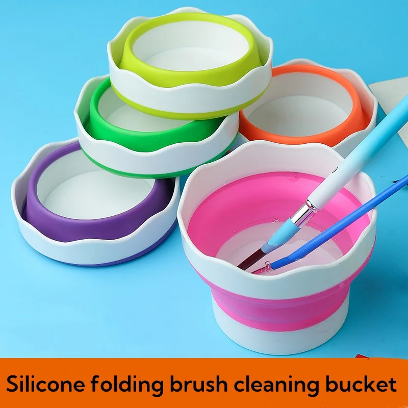 Brush Washing Cleaner Silicone Bucket Painting Water Cup Mini Collapsible Paint Brush Washer For Face Painting Makeup Tools