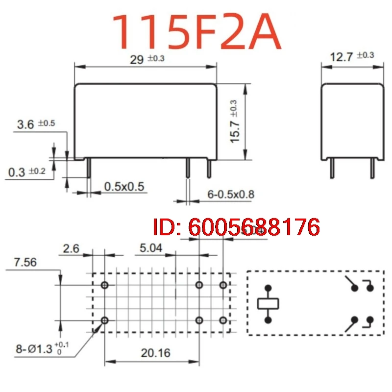 10PCS New Y14F-SS-212LM-115 (115F2A-12V-8A) Relay 8pins 2