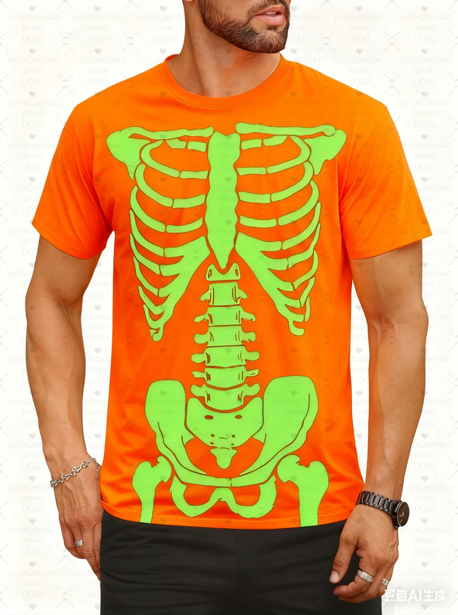 2025 هالوين الرجال ثلاثية الأبعاد هيكل عظمي الجرافيك تي شيرت تي شيرت قصير الأكمام تي شيرت طاقم الرقبة قميص مصمم الرعب ملابس الحفلات