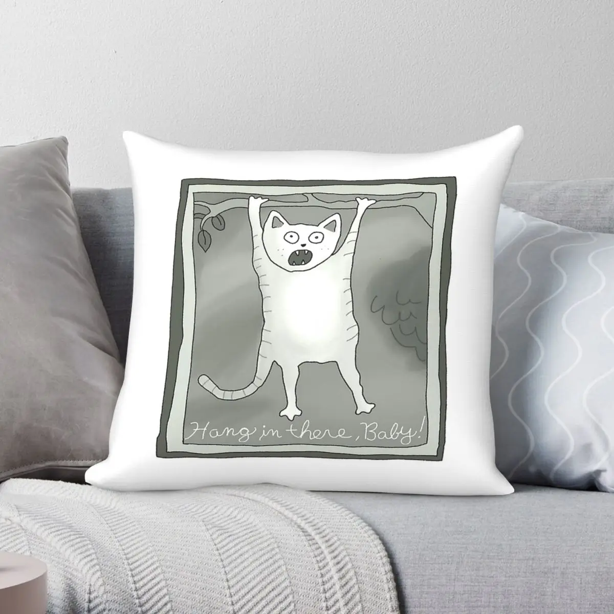 Dr. Katz Professional Therapist Hang In There Baby Square Pillowcase Polyester Linen Velvet Printed Throw Home Cushion Case