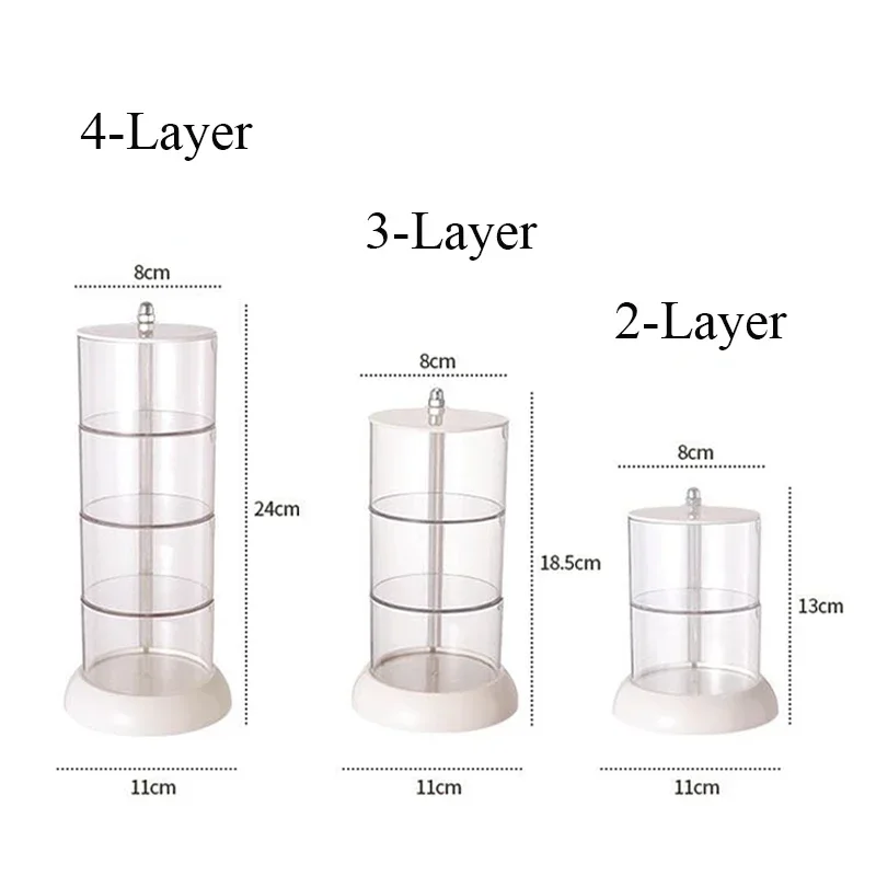 Rotating Jewelry Box Display Stand Organizer Earrings Necklace Ring Storage Box Cotton Pad Makeup Cotton Swabs Organizer