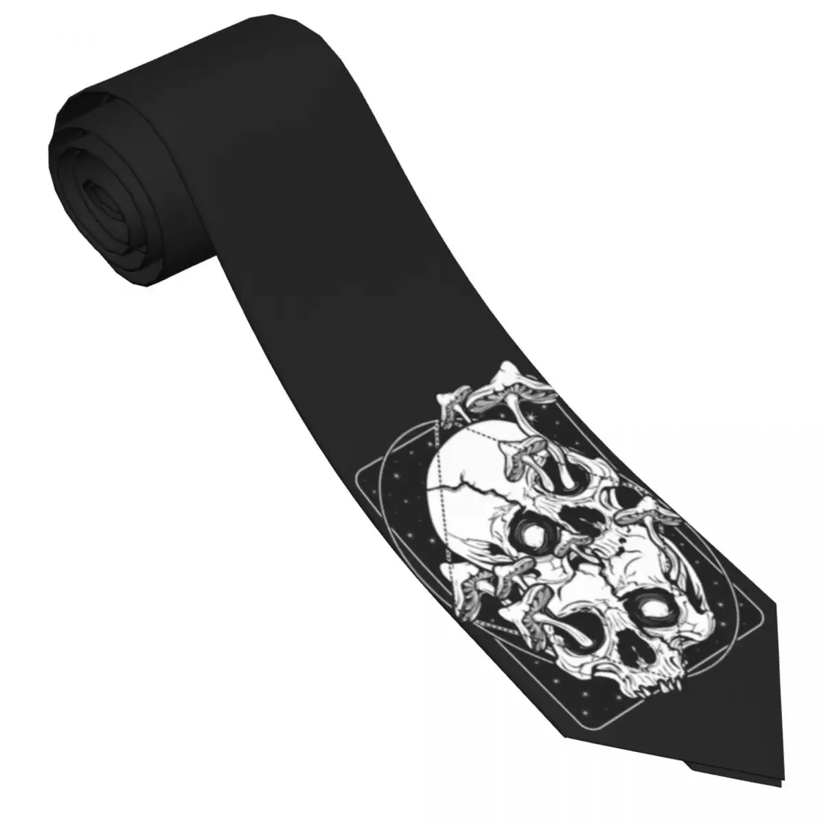 Overgrown Mushrooms Gone Skull Tie Gothic Design Neck Ties Elegant Collar Tie Unisex Adult Business Necktie Accessories