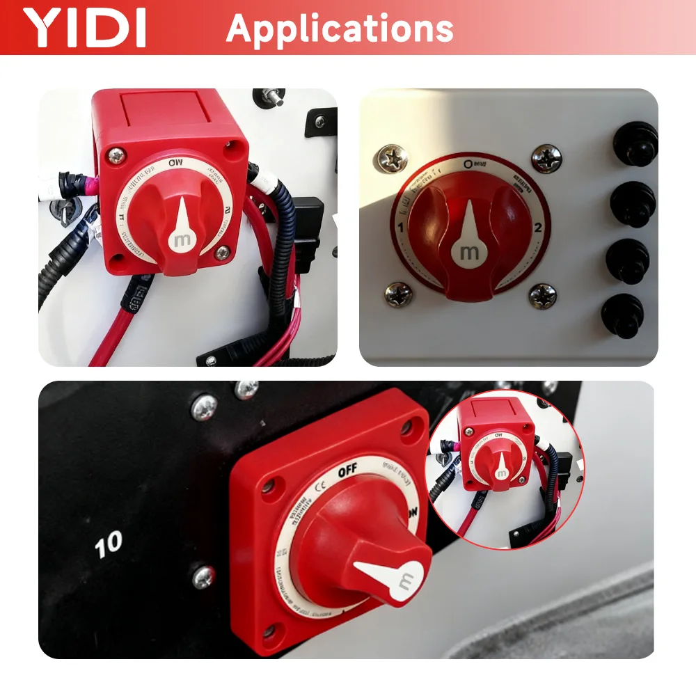 YIDI 300A 12V-24V Marine Battery Selector Disconnect Switch Heavy Duty Rotary Power Isolator for Car RV Truck Boat Yacht