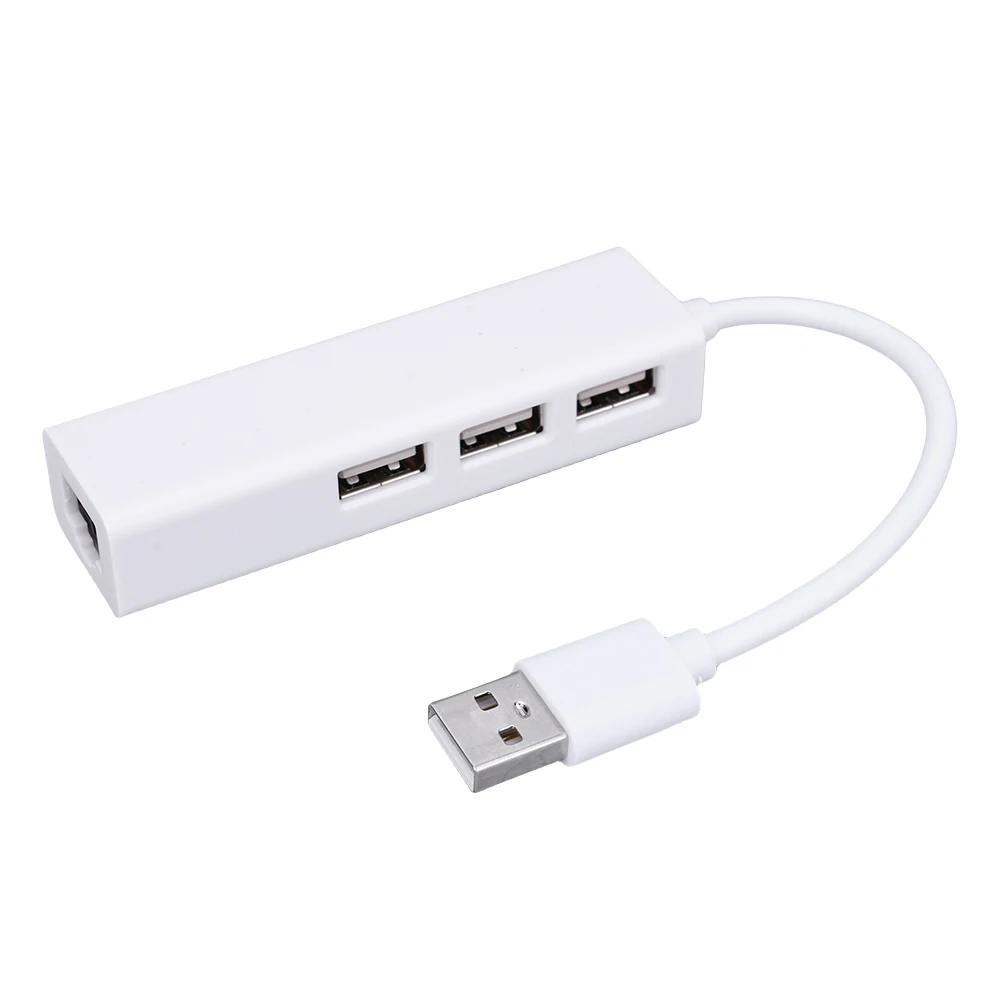 USB Ethernet Network Card 3 Ports High-Speed USB 2.0 to RJ45 Hub 10/100 Ethernet Adapter Free Driver USB Hub Lan For Macbook Win