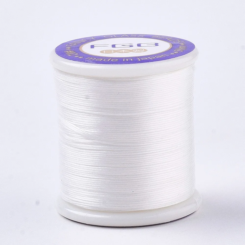Nylon 66 Coated Beading Threads for Seed Beads White 0.1mm 54.68 yards(50m)/roll