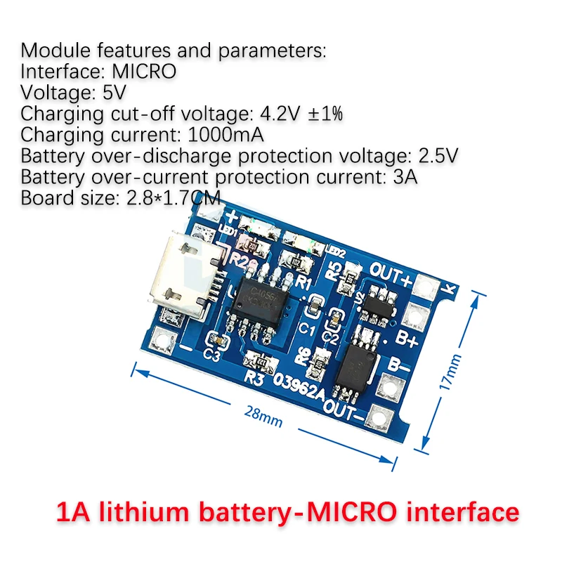 5/PCS New TP4056|18650 lithium battery 3.7v 3.6V 4.2V lithium battery charging board 1A overcharge and over discharge protection