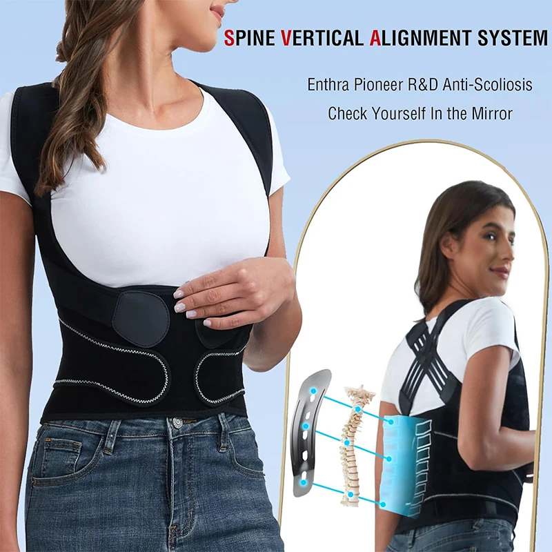 Back Brace Posture Corrector for Women Men with Spine Vertical Alignment, Back Straighter Instant for Lower Back Pain Relief