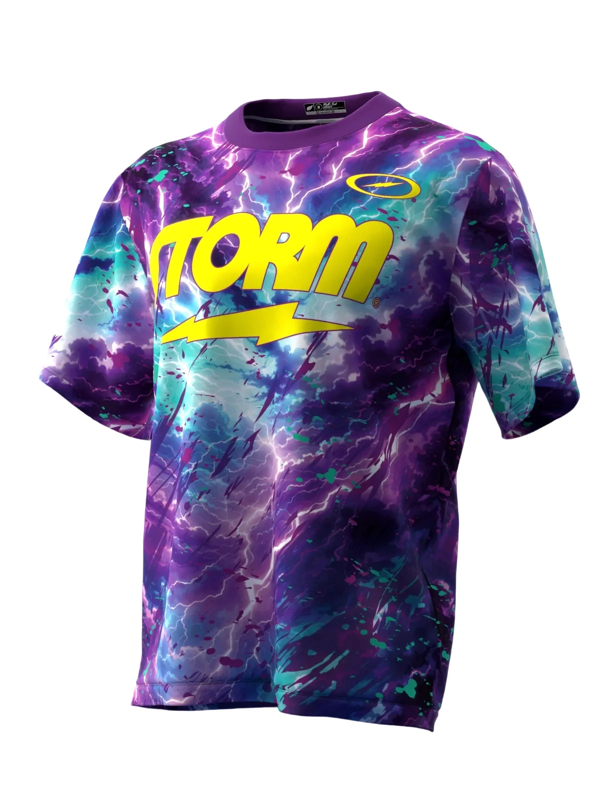 Colorful Lightning Nebula Art Bowling Jersey Short Sleeve, Quick Dry Breathable for Fan Meetup and Sports Theme Gathering