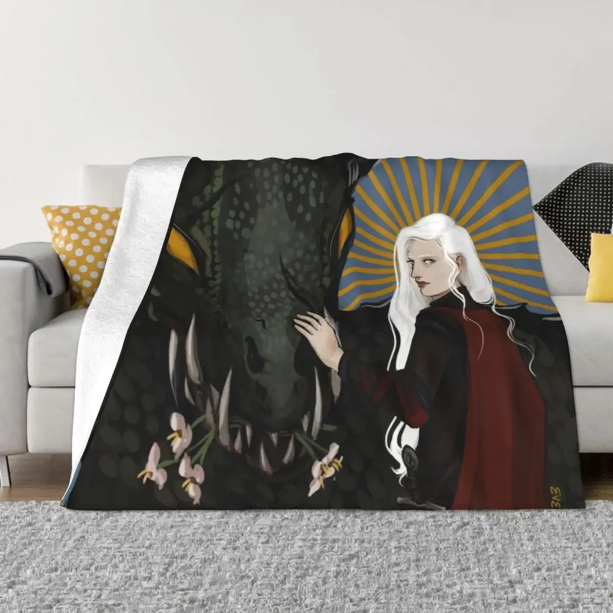 Manon Blackbeak, Crochan Queen, and Abraxos Throw Blanket christmas gifts manga Luxury Throw Blankets