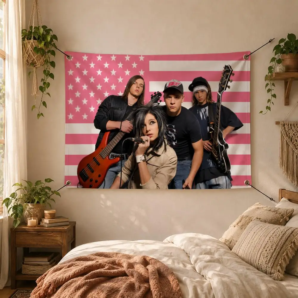 Emo Alternative Tokio Hotel Flags Decorative Flag Banner for Outdoor Garden Yard Camping Party Home Wall Hanging Decor