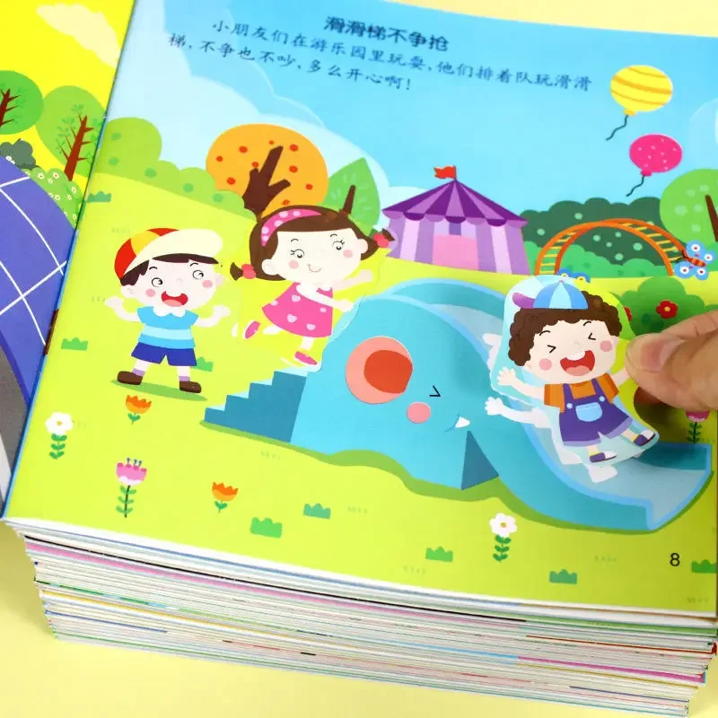 10 Books/Set Concentration training sticker book baby young children 2-6 years old sticker early education educational toy book