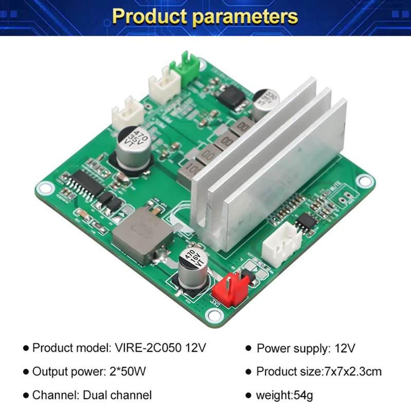 TPA3116D2 Audio Amplifier Board 2.0 Channel 2X50w Stereo HIFI Power Subwoofer Audio Amplifier Module DC12V-A38R