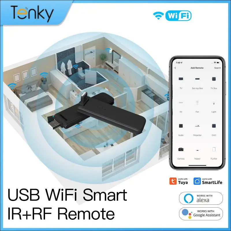 

Tuya FR WiFi Remote Controller Wireless USB IR+RF Rotate For TV Fan Switch Smart Home Automation Work With Alexa Home