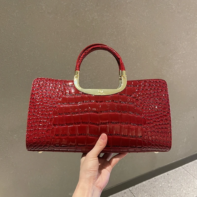 

Designer Brand Crocodile Red Handbag Leather Wedding Bag Shoulder Crossbody Small Square Bags for Women 가방 Hot Selling