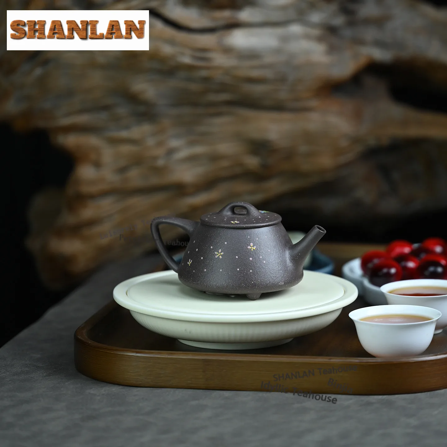 150 مللي أباريق الشاي العتيقة ييشينغ الأرجواني الطين اليدوية رسمت القط حجر مغرفة وعاء الخام خام الطين غلاية مع مصفاة طقم شاي Zisha تشا #2