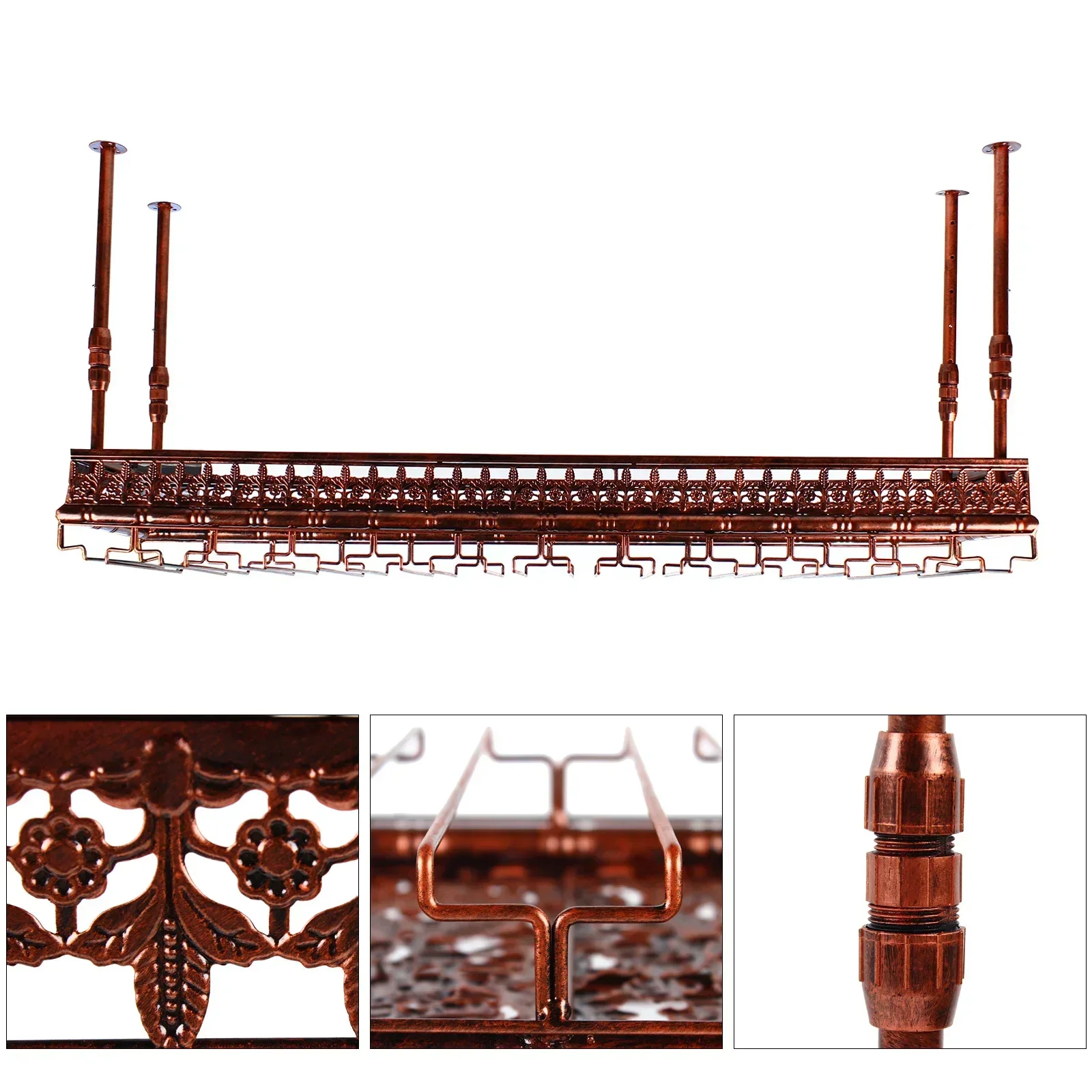 

100cm Industrial Vintage Metal Bar Wine Glass Hanging Rack For 40 Cups