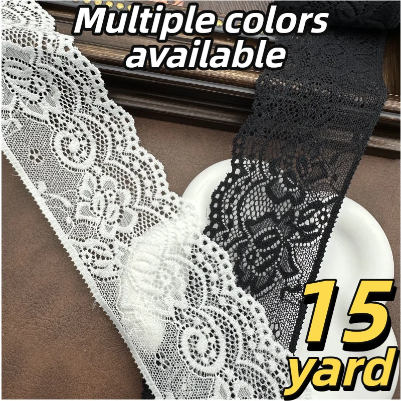 15 yards de dentelle noire et blanche en option de 2,6 pouces - Pour robe de mariée, jupe, vêtements, artisanat DIY, fournitures de couture