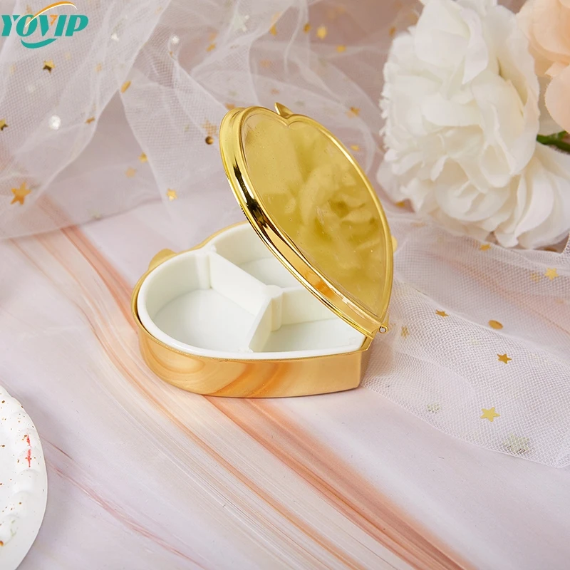 1Pcs 3 Grid Metal Round/Heart-Shaped Pill Boxes Medicine Organizer Container Medicine Case Pill Candy Box Pill Storage Pill Box